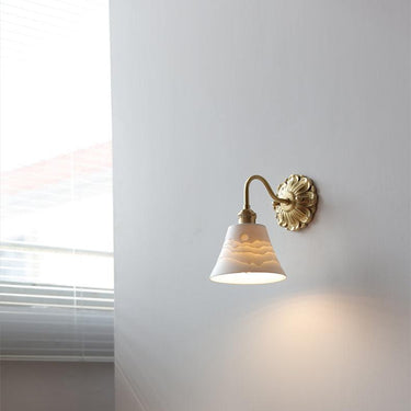 Applique En Laiton Et Céramique-Lampe Veilleuse